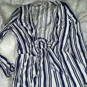 Blue pinstriped romper